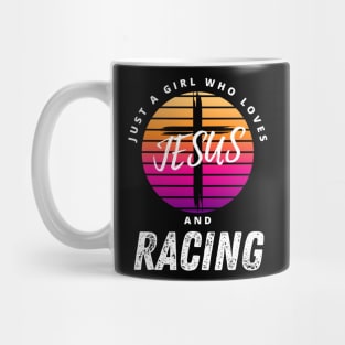 Just A Girl Who Loves Jesus and Racing Christian Cross Mug